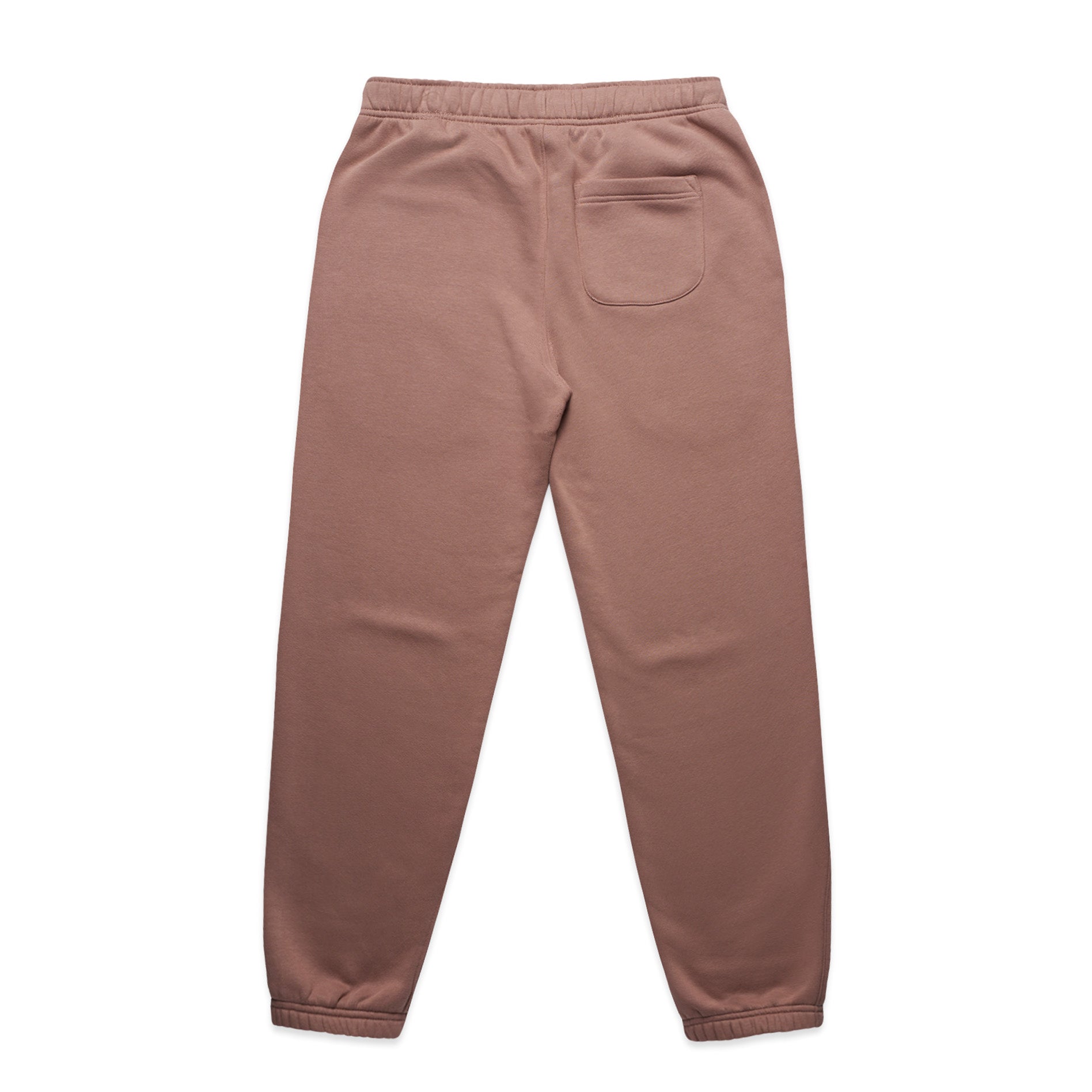 Bone coloured track pants on a white background. Back view. Flatlay. Normalize Neurodivergence.