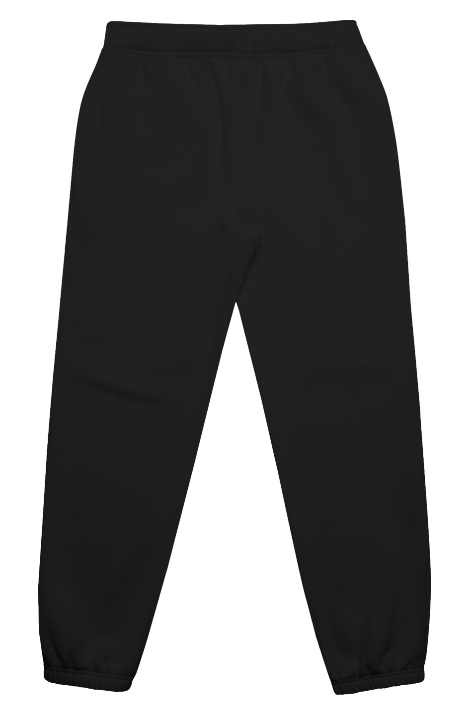Black track pants on a white background. Flatlay. Normalize Neurodivergence.